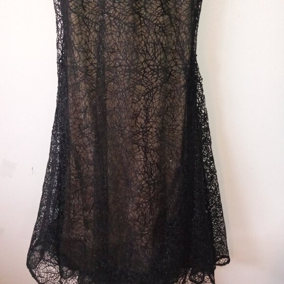 Unique Ellie Wilde MON CHERI Sz 4 Black Mermaid Dress Spider Web Gothic Princess - Picture 7 of 15